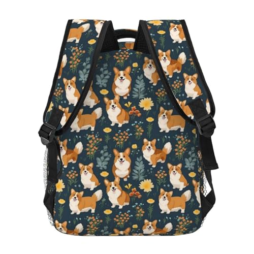 Pug Dog Flower Lightweight Backpack Travel Casual Bags for Women or Men 15.7 Inches4