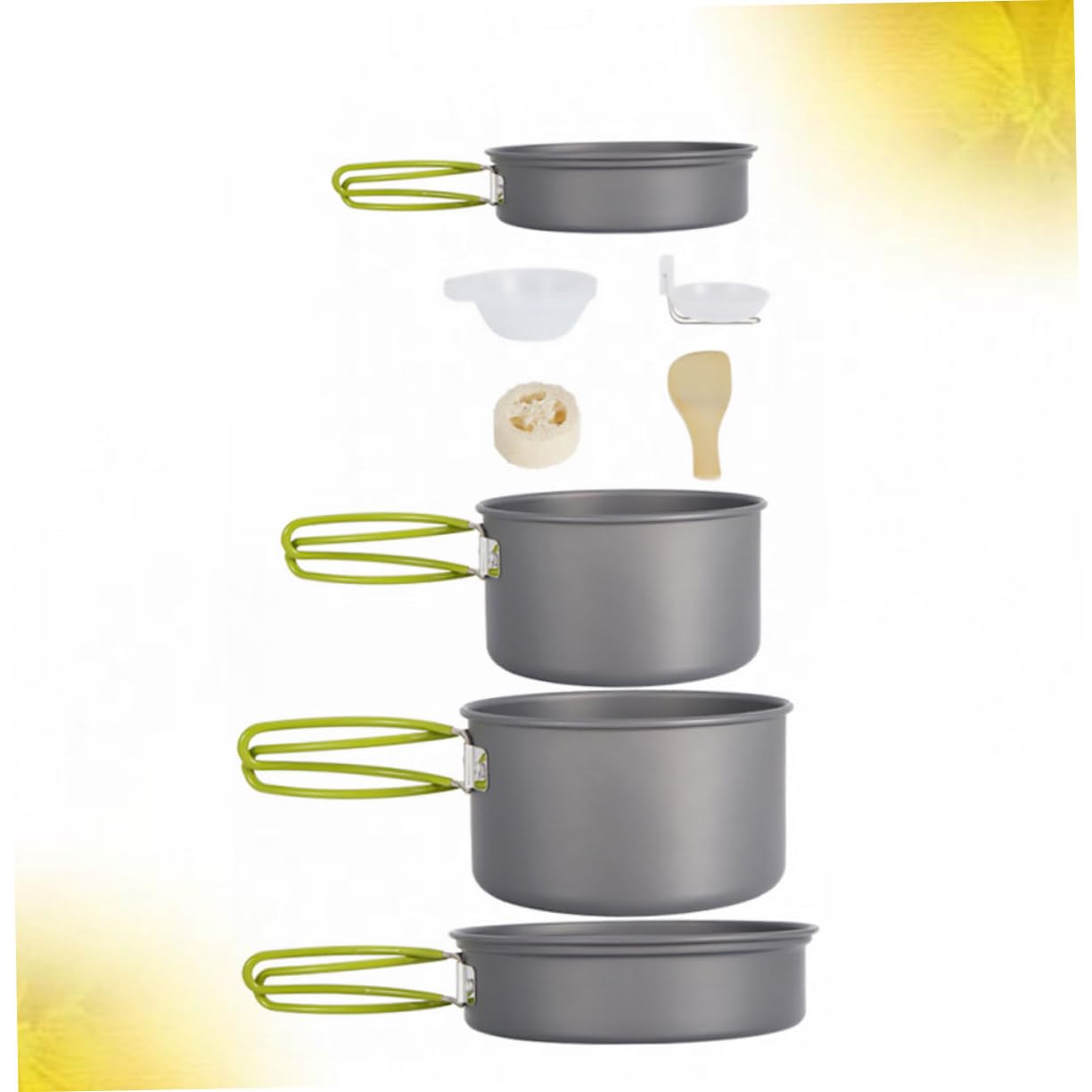 GALPADA 1 Set Portable Camping Cookware Nonstick Picnic Cooking Tools with Frying Pans Bowls Soup Spoon Spatula for Outdoor Cooking Hiking Fishing Activities