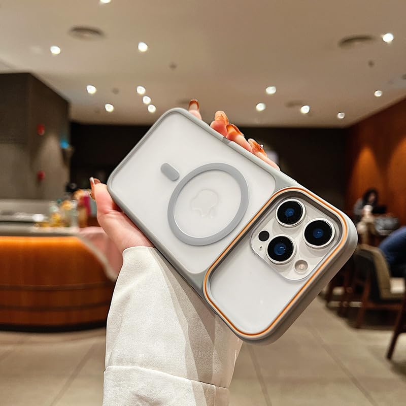 Image of LuxuryKase Frosted Clear MagSafe Case for iPhone 16 Pro | Translucent Matte Back | Soft TPU Bumper + Hard PC Back | Raised Camera Protection | Wireless Charging Compatible - Grey