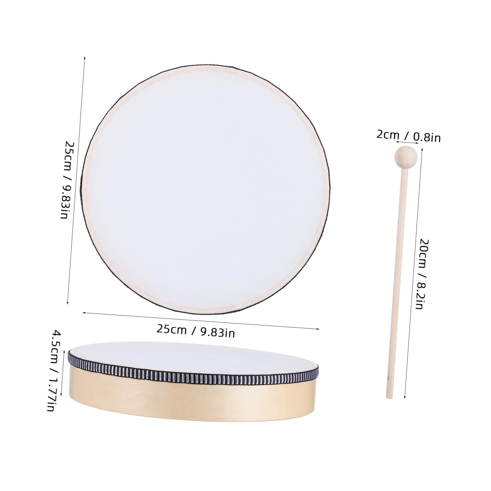 OFFSCH Handheld Frame Drum with Stick Sound Percussion Instrument for Music Lessons Performances Parties and Celebrations Easy to Learn and Portable