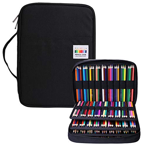BOMKEE Pencil Case 220 Slots Colored Pencils Gel Pen Organizer Bag with Zipper