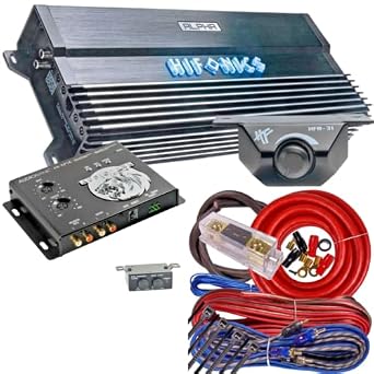 Hifonics Alpha A1200.1D Mono Car Amplifier - 1200W Super D-Class, Ultra-Fi MOSFET, Accu-Cross Crossovers, Bass Remote, BGC4AR Amp Kit & Audiobank AP14