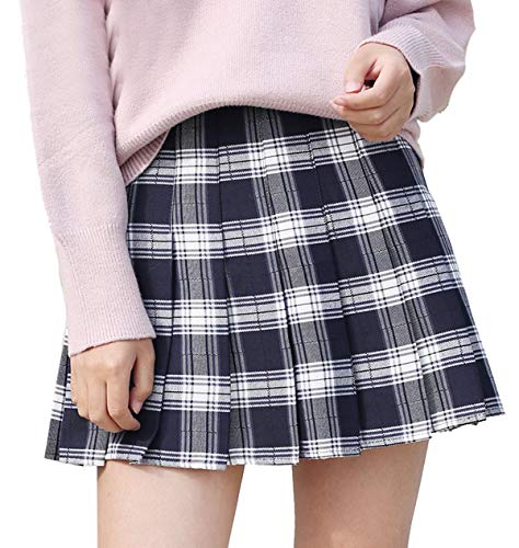 Falda A Cuadros De Otoño Invierno Faldas De Damas Mode De Marca Ladys para Hombre Falda Plisada Corta Falda De Uniforme Escolar Falda Cosplay (Color : Blanco, Size : S)