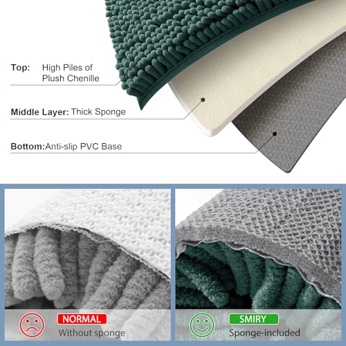 Smiry Luxury Chenille Toilet Rugs U-Shaped 24x20, Soft Absorbent Non-Slip Contour Bathroom Rugs for Toilet, Machine Washable Contoured Bath Mats, Green