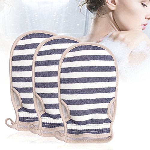 3PCS Deep Exfoliating Gloves for Body Face Back, Double Sided Exfoliator Scrubber Mitts, Bath Shower Remove Dead Skin Mitten Dry Skin Treatment SPA Massage Exfoliator Mitt