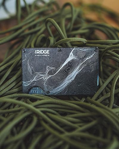 Image of Ridge Wallet for Men - Slim Minimalist Compact Wallet and Card Holder, RFID Protected Front Pocket Wallets for Men with Integrated Cash Strap, Half Dome - Topographic, One Size, Hex Ridge