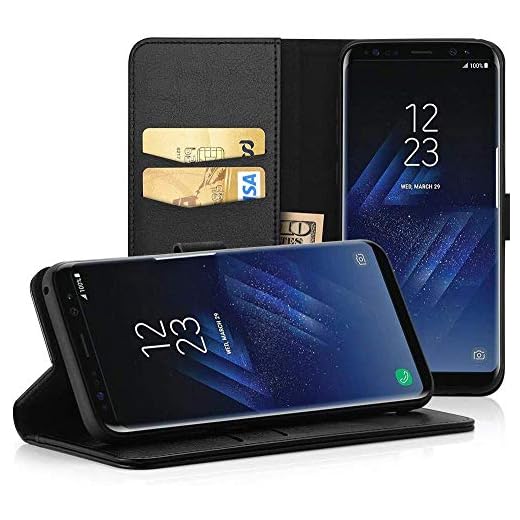 EasyAcc Fodral Case till Samsung Galaxy S8, läderfodral PU-läder flip väska vikbart skyddsfodral mobiltelefonfodral med [stativfunktion] korthållare konstläder fodral kompatibel med Samsung Galaxy S8