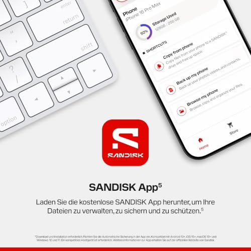 SANDISK Portable Drive 500 GB (Lesegeschwindigkeiten von bis zu 600 MB/s, Fallsicherheit aus bis zu 2 Metern Höhe) – Ansicht 8