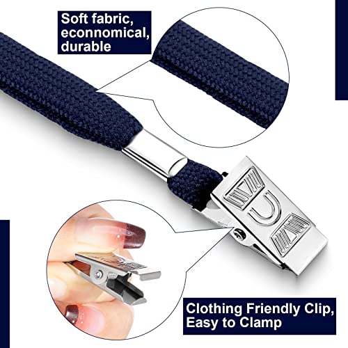 Image of Marspark 100 Sets Clear Name Tags with Lanyard, Lanyards for ID Badges Reusable Strap with ID Holder Plastic Name Badges for Adults Business School Church Conference (Dark Blue)