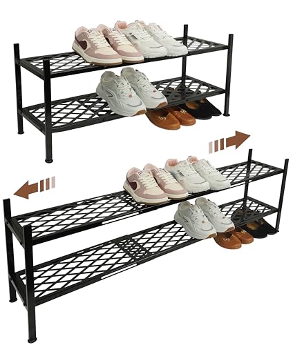 Expandable 2-Tier Long Shoe Storage Rack