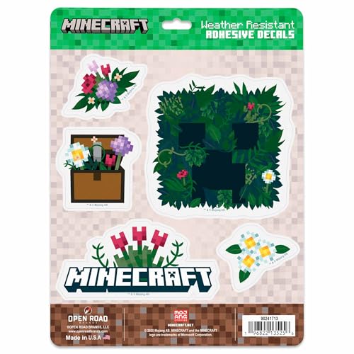 Image of Minecraft Botanicals Adhesive Vinyl Decals - Fun Minecraft Stickers for Laptop or Water Bottle, 1 Pack (5 Count)