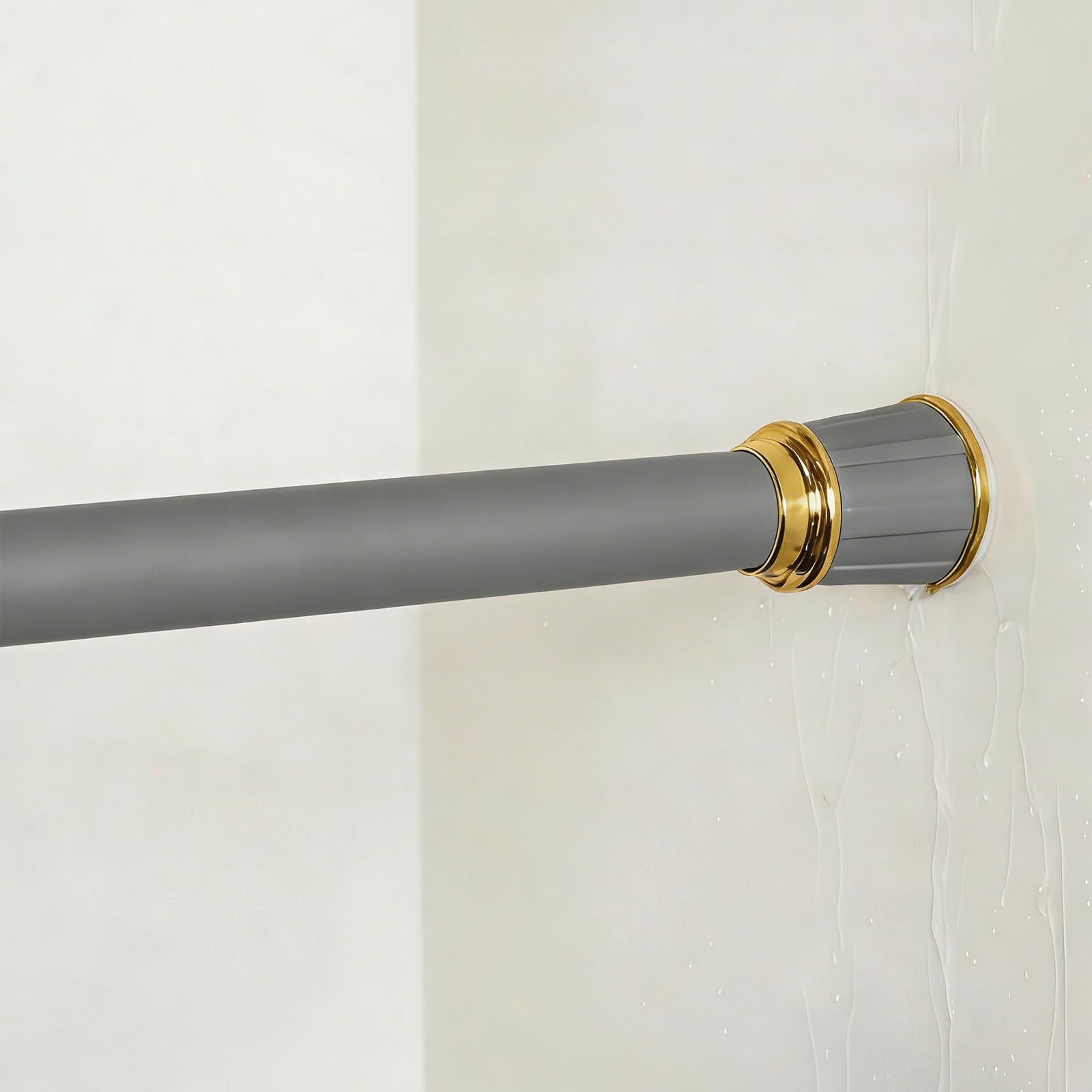GLDYTVF Adjustable Telescopic Curtain Pole & Tension Shower Rail - No Drill Extendable Rods for Closet Doorway Window Balcony - Heavy Duty Non-Slip (Gray 410-500cm)