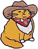 Western Cowboy Cat Patch Embroidery Cute Animal Embroidery Patch Appliques Iron On/Sew On Patches Funny Embroidered Patches Emblem Embroidered Patches for Backpacks Jackets Hat Clothes DIY Decoration