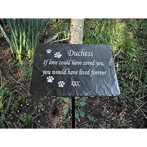 Pet Memorial Plaques. Grave Marker 25cm x 18cm. Personalised Pet Bereavement Gifts, Cat, Dog Memorials & Funerary Remembrance Plaque. Pet Grave Stones for Memory Garden or Sympathy Gift for Pet Loss Cover