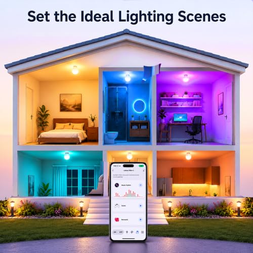 Image of Lumos Glow B22 9W Bluetooth Smart LED Bulb, Mobile App Control, RGB 16 Million Colors, Music Sync, Voice Control with Amazon Alexa & Google Assistant, Dimmable.