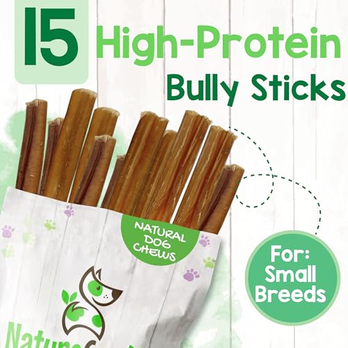 Image of Nature Gnaws Small Bully Sticks for Dogs 5-6 inch (15 Count) - Long Lasting for Light Chewers and Puppies - Natural Thin Beef Dog Chew Bones - Rawhide Free