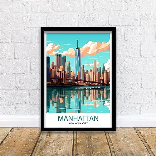 Manhattan New York City Travel Print Manhattan Wall Decor Manhattan Poster NYC Travel Prints Manhattan Art Print Manhattan Illustration