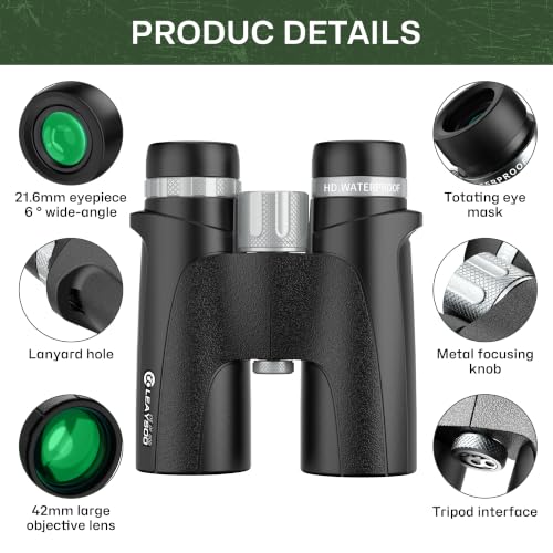 Binoculares 10x42 Leaysoo con lente FMC y diseño resistente miniatura 3