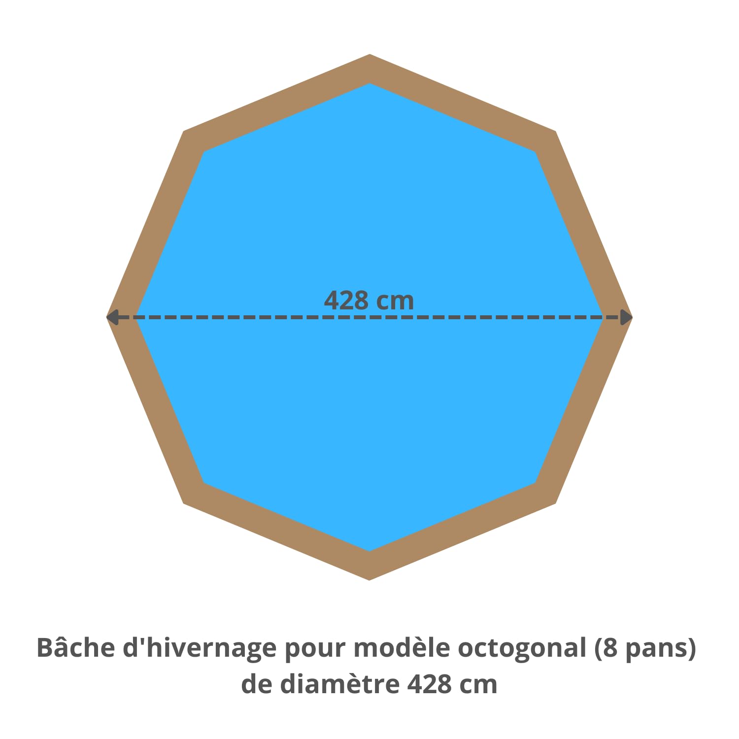Bâche hivernage Piscine Hors Sol Gré Sunbay Vasto Ø 428 cm - Toile PVC 640 g/m² Gris foncé - Couverture Hiver