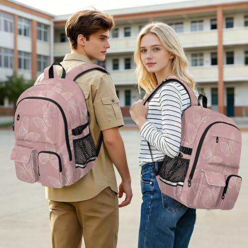 Mochilas de viaje para laptop cómodas con estampado rosa 7