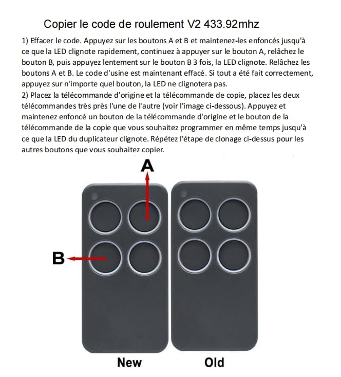 Mando compatible con V2 Phoenix 4 emisor de garaje 433mhz de 4 canales pack de 2 6