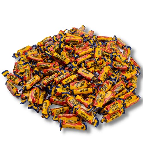 Bit O Honey Candy Bulk – 2 LB – Retro Candy – Individually Wrapped Candy Taffy Real Honey and Almond Bits – Soft Chewy Candy – Bit-O-Honey Old Fashioned Candy – Bit of Honey Candy