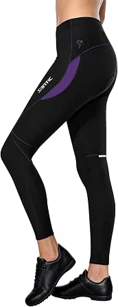 Santic Women's Bike Pants 4D Padded Cycling Tights High Waisted Bicycle Trousers with Pockets UPF 50+