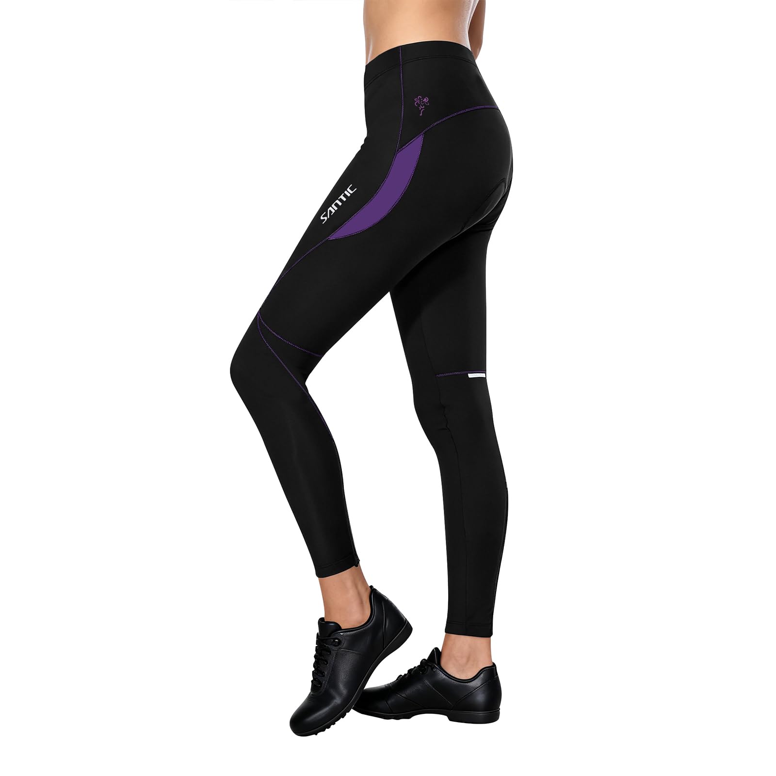 Santic Women's Bike Pants 4D Padded Cycling Tights High Waisted Bicycle Trousers with Pockets