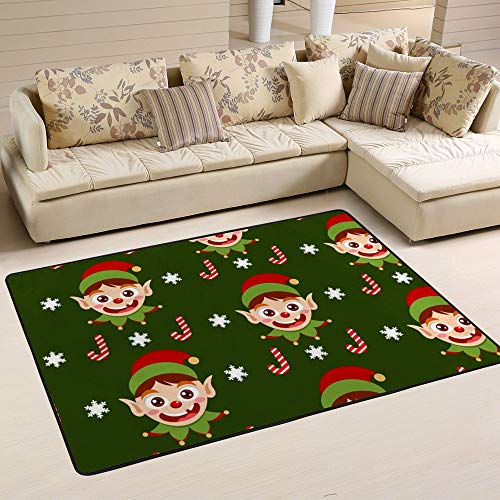 Tapis de Noël Mignon Elfe Vert grand format pour salon chaleureux