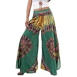 PRINCESS OF ASIA Extrem Weite Damen Hippie Ethno Goa Thai Hose Schlaghose 36 38 40 S M (Einheitsgröße, Grün)