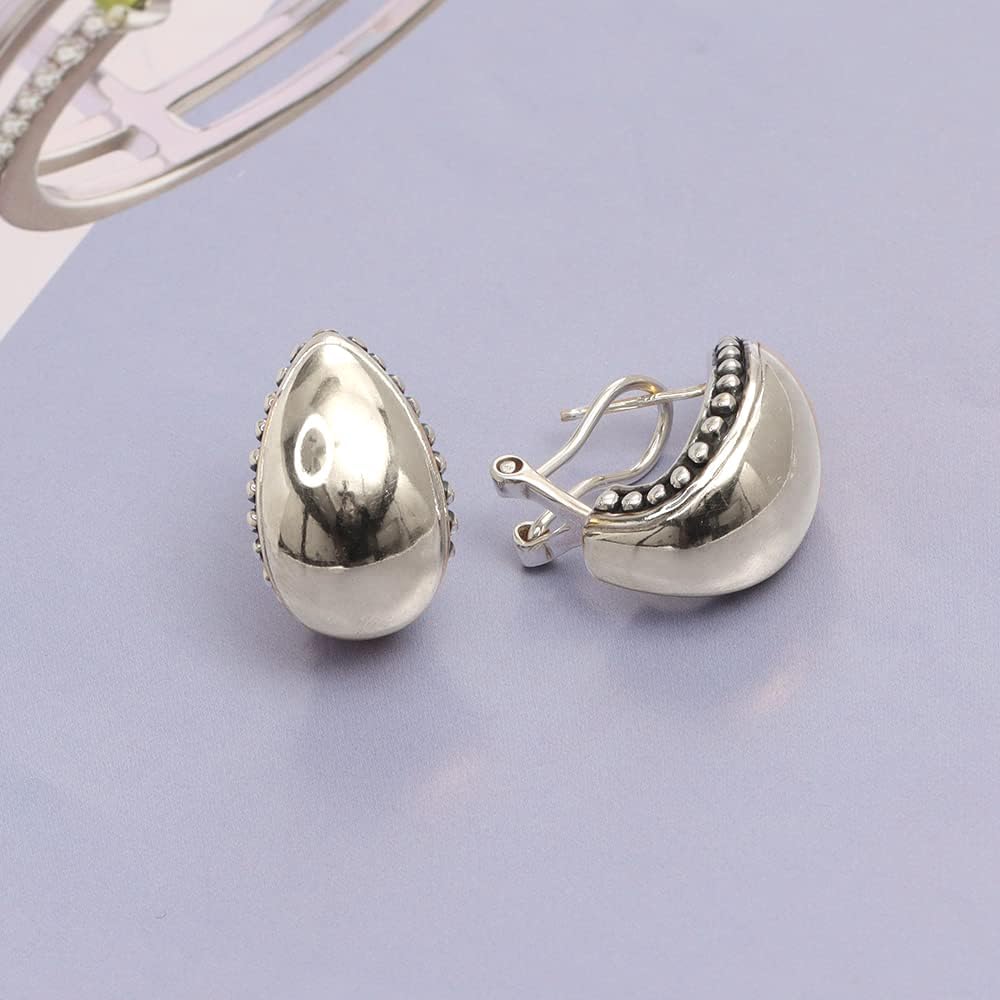 LeCalla 925 Sterling Silver Omega Back Stud Earrings for Women | Classic Pierced Omega Closure Earring | Earring Jewelry Gift for Her, Wife or Girlfriend | Daily Wear & Special Occasion Earring