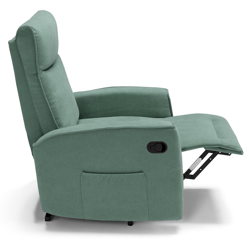 REDÒKASA Poltrona relax manuale Londra, reclinabile manualmente, 3 diverse posizioni, design moderno, seduta ergonomica, tessuto idrorepellente (Salvia)