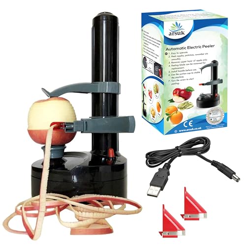 ARSUK Electric Peeler - Automatic Peeling Machine, 3 Blades (Black)