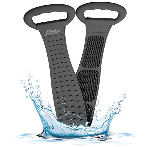 Avilana Extended 31.5 Inches Silicone Back Scrubber for Shower, Silicone Body Scrubber for Men and Women, Easy to Clean and More Hygienic (Gray)