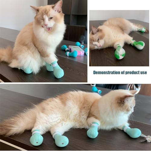 Image of Scratch Cover for Nursing Rehabilitation Cat Boots for Cats Only,Adjustable Cat Bathing Gloves(Pink-c)