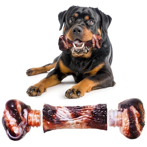 Aqezd Dog Toys for Aggressive Chewers - Long-Lasting Nylon Chew Bones, Indestructible Toys for Medium to Large Breeds, Teething Toys to Keep Them Busy (Brown)