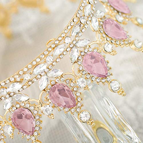 Image of Foyte Baroque Queen Crown and Tiaras Sparkly Rhinestone Wedding Crown Bride Tiaras Royal Princess Full Tiaras Headpieces for Women and Girls