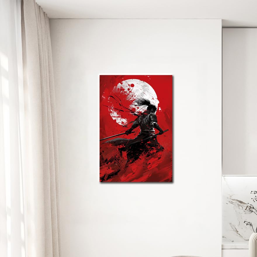 Amazon.com: Canvas Prints Wall Art Black & Red Art Japanese