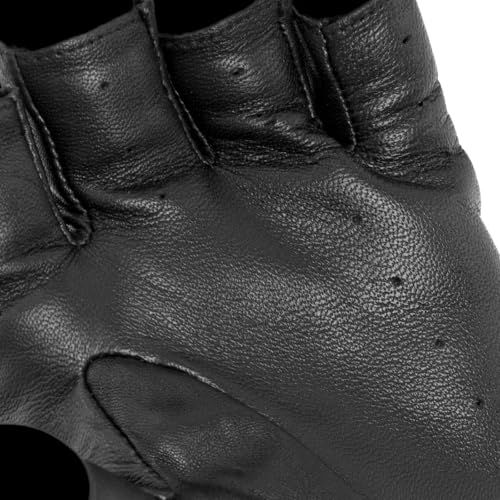 Image of Barcelona Black Fingerless Unlined Sheepskin Gloves