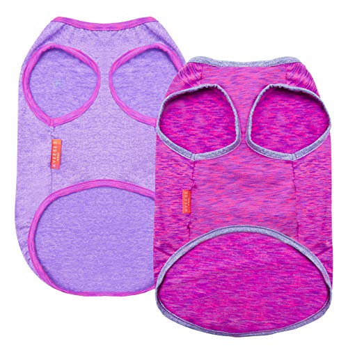 Kyeese 2 Pack Dog Shirts Quick Dry Soft Stretchy Dog T-Shirts With Reflective Label Tank Top Sun Protection Sleeveless Vest Dog Clothes For Small Medium Dogs, X-Large, Purple+Hotpink #TOP7