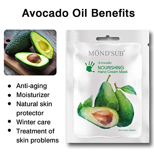 5 Pairs Mond'sub Avocado Moisturizing Hand Masks | Hydrating Gloves For Dry Hand And Dry Skin | Nourishing & Soothing & Whitening |Best Natural Skin Care Products Full With Natural Oil #TOP6