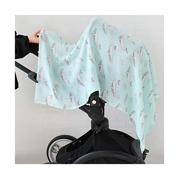 LifeTree Baby Musselin Tuch Swaddle Decke - 120 x 120cm Baby Pucktücher, Aufstoßen Tuch & Deck Kinderwagen - Baby Bambus… – Bild 4