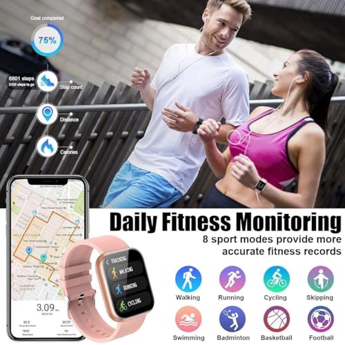 Image of Smart Watch for Kids Boys Girls 09-12 Years Old - ID116 Plus Men Man Women Bluetooth Fitness Band Watch with Heart Rate Activity Tracker Waterproof, Calorie Counter, Blood Pressure, OLED - Black