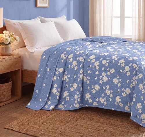 Image of BSB HOME 280 GSM Reversible Dohar for Double Bed, Ultra Soft Microfiber AC Blanket, Lightweight All Season Blanket, Breathable, Skin Friendly, 85 x 88 Inches (216 x 224 cm) - Periwinkle Blue