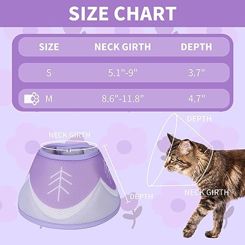 Image of Cat Recovery Collar Cone,Adjustable Cat Cone Collar Soft,Cone for Cat After Surgery,Kitten Cone,Purple,M