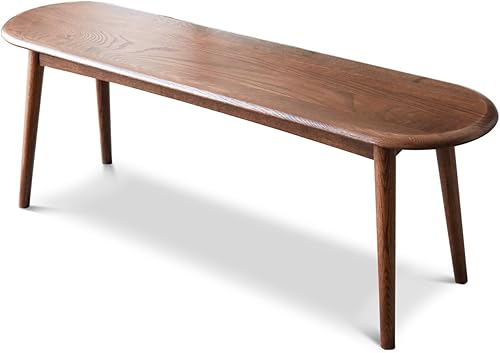 Miniatura 8 de Banco de comedor de madera para interiores, banco de mesa de roble para comedor, banco de madera de 47.24 pulgadas para entrada, dormitorio, sala de