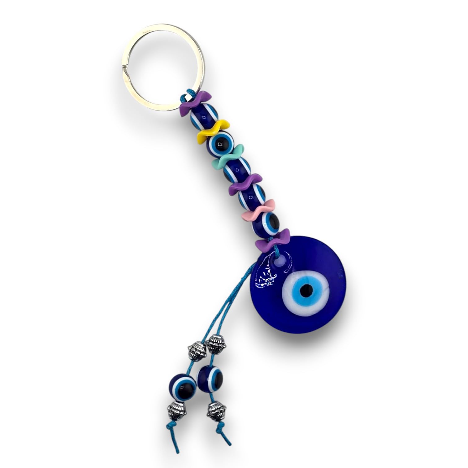 RATASK Evil Eye Keyring Keychain, Turkish Blue Evil Eye keyring charm pendant, Blue Nazar (Turkish Nazar)
