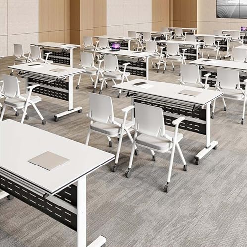 Bureau pliable à roulettes – Table de conférence à roulettes pour bureau à domicile, étude et réunions compactes – Table d'écriture peu encombrante