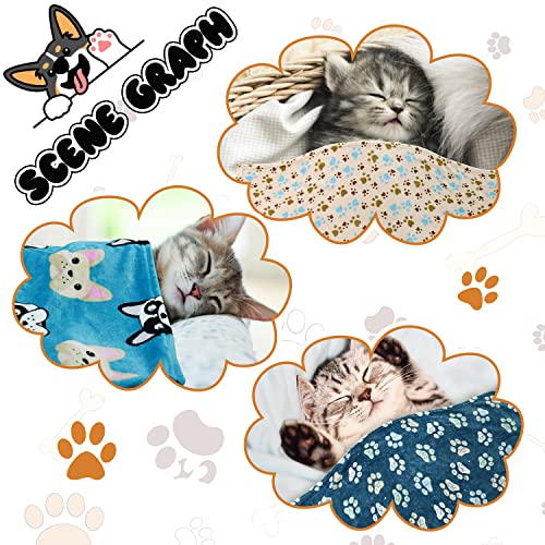 Image of 1 Pack 3 Blankets for Dogs Blankets for Medium Dogs Puppy Dog Blanket Super Soft Fluffy Premium Fleece Pet Blanket Flannel Throw for Dog Puppy Cat Paw Blanket(23x16 inch)