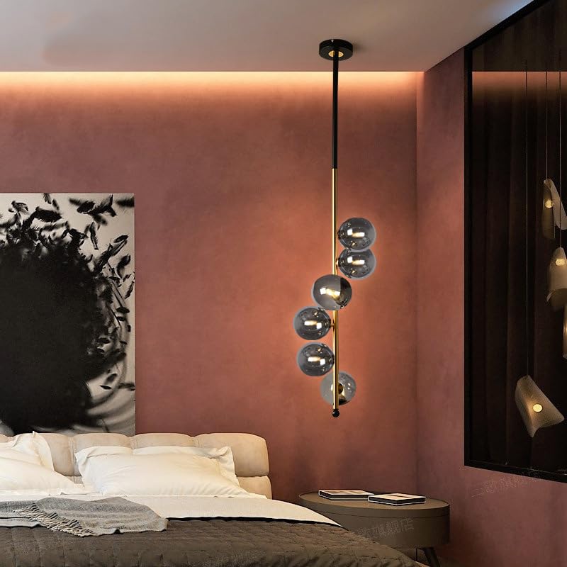 Image of CITRA 6 Light LED Gold Smokey Ball Pendant Lamp Ceiling Light for Home and Office - Warm White